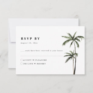 Tarjeta De Confirmación De Asistencia Palm Tree Tropical Island Minimal Beach Wedding