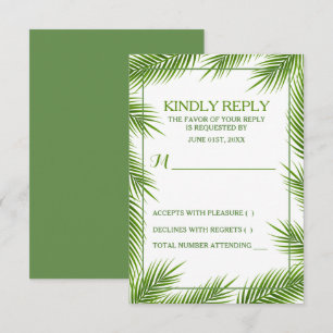Tarjeta De Confirmación De Asistencia Palm Tropical Sale Boda Playa