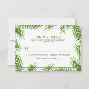 Tarjeta De Confirmación De Asistencia Palm Tropical Sale Boda Playa