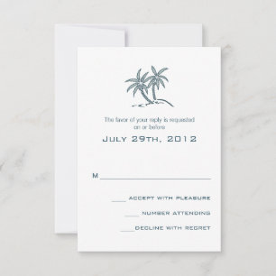 Tarjeta De Confirmación De Asistencia Palmeras gemelas Blue Tropical Beach Wedding