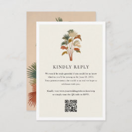 Tarjeta De Confirmación De Asistencia Palmeras Tropicales Acuarela Pastel Boho Boda