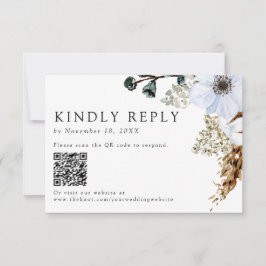 Tarjeta De Confirmación De Asistencia Pampas Grass Elegant Boho Boda QR Code