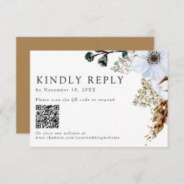 Tarjeta De Confirmación De Asistencia Pampas Grass Elegant Boho Boda QR Code