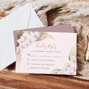 Tarjeta De Confirmación De Asistencia Pampas Grass Orchids Boda Tropical Floral