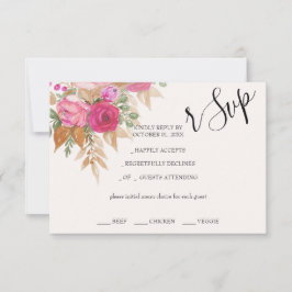 Tarjeta De Confirmación De Asistencia Pampas rusticas de color rosado pintado a mano