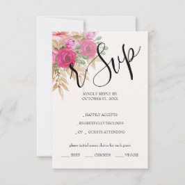 Tarjeta De Confirmación De Asistencia Pampas rusticas de color rosado pintado a mano