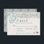 Tarjeta De Confirmación De Asistencia Panadería francesa Paris Green Bat Mitzvah<br><div class="desc">Esta bonita cafetería/panadería/pastelería temática francesa Bat Mitzvah RSVP/Response/Response card incluye una caja verde/azul de pistacho y pasteles/postres en un puesto de pasteles. El reverso presenta un fondo verde pistacho con motivos florales. Personalice sus necesidades. Puedes encontrar más productos a juego en mi tienda.</div>