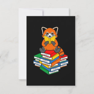 Tarjeta De Confirmación De Asistencia Panda Rojo leyendo libros Mascota lindo animal Pan