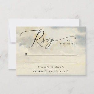 Tarjeta De Confirmación De Asistencia Panorama Romántico de Nubes. Paisaje Rural Boda