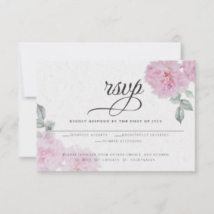 Tarjeta De Confirmación De Asistencia Papel de arroz rosado romántico descalzoBride™