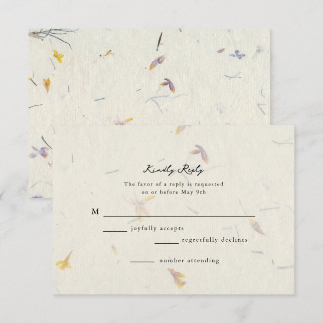 Tarjeta De Confirmación De Asistencia Papel floral botánico Boda moderno (Anverso / Reverso)