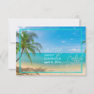 Tarjeta De Confirmación De Asistencia Paraíso de PixDezines Rsvp/Tropical+playa+palmeras