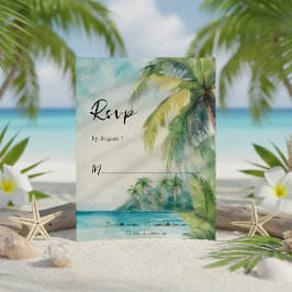 Tarjeta De Confirmación De Asistencia Paraíso Palmas Tropical Beach Wedding