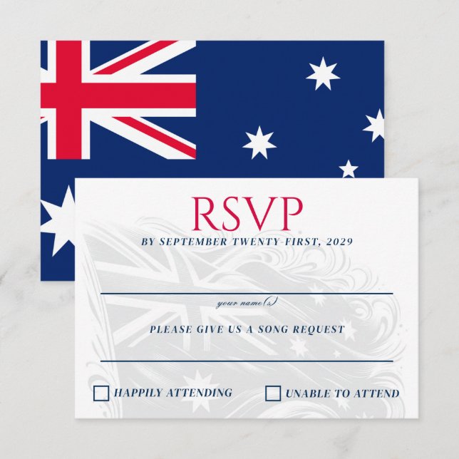 Tarjeta De Confirmación De Asistencia Pareja Australiana (Anverso / Reverso)