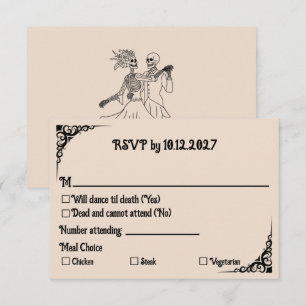 Tarjeta De Confirmación De Asistencia Pareja de esqueletos Noche estrellada Van Gogh Gót