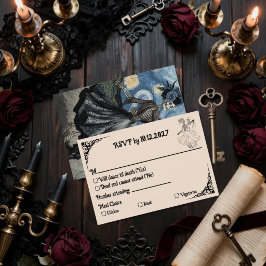 Tarjeta De Confirmación De Asistencia Pareja de esqueletos Noche estrellada Van Gogh Gót