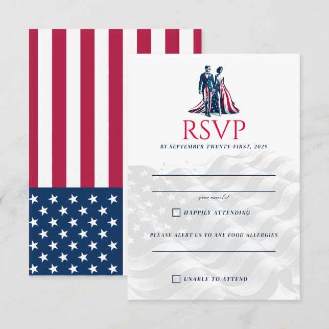 Tarjeta De Confirmación De Asistencia Pareja de Estados Unidos (Anverso / Reverso)