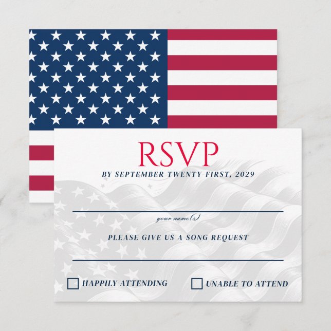 Tarjeta De Confirmación De Asistencia Pareja de Estados Unidos (Anverso / Reverso)