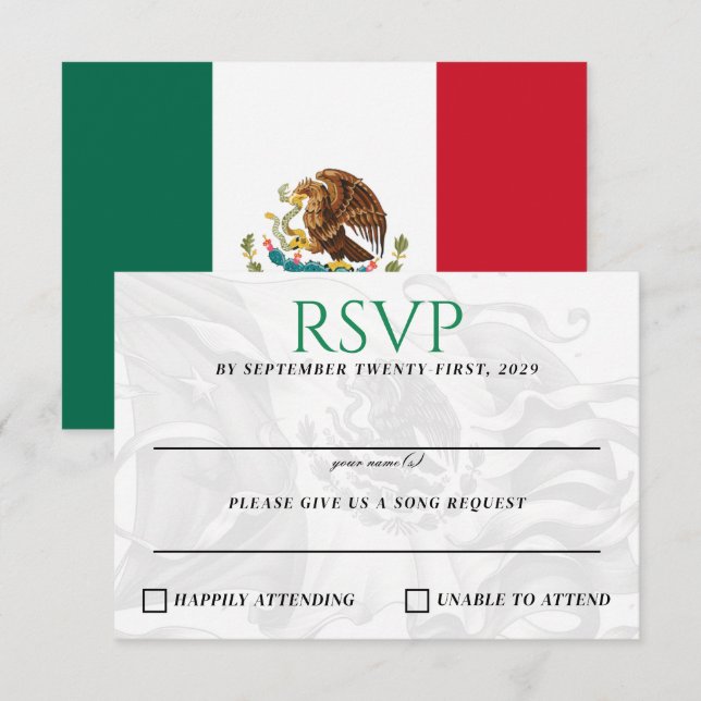 Tarjeta De Confirmación De Asistencia Pareja de México (Anverso / Reverso)