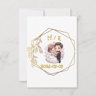 Tarjeta De Confirmación De Asistencia Pareja de recién casados Chibi adorable Sticker |