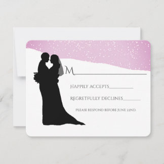 Tarjeta De Confirmación De Asistencia Pareja en una nevada boda invernal de montaña