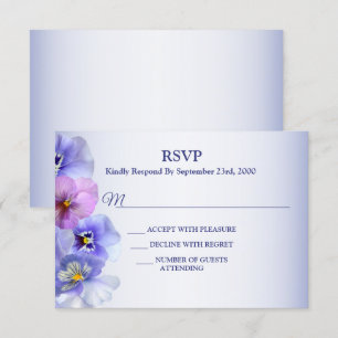 Tarjeta De Confirmación De Asistencia Partido de la Boda Floral Púrpura Lilac Pansy