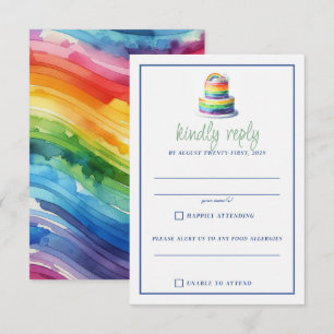 Tarjeta De Confirmación De Asistencia Pastel de arcoiris