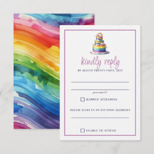Tarjeta De Confirmación De Asistencia Pastel de arcoiris