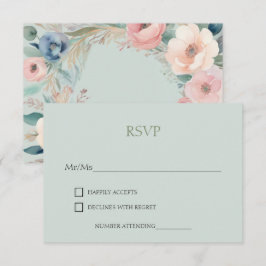 Tarjeta De Confirmación De Asistencia Pastel Floral Elegance Boda