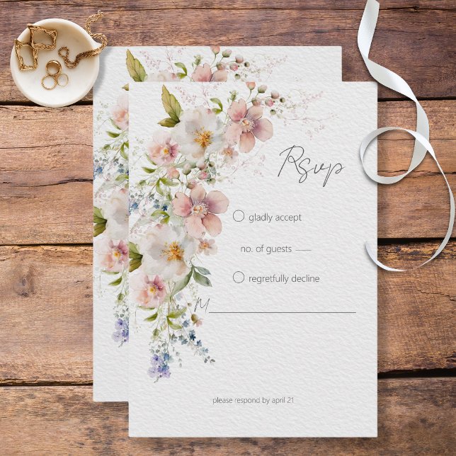 Tarjeta De Confirmación De Asistencia Pastel Floral Moderno Boda (Subido por el creador)