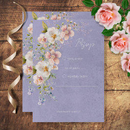 Tarjeta De Confirmación De Asistencia Pastel Floral Moderno Boda Púrpura