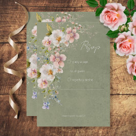 Tarjeta De Confirmación De Asistencia Pastel Floral Moderno Boda Verde
