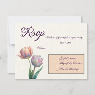Tarjeta De Confirmación De Asistencia Pastel Tulip Boda Suite Típografía elegante