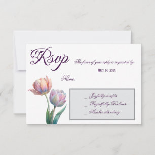 Tarjeta De Confirmación De Asistencia Pastel Tulip Boda Suite Típografía elegante