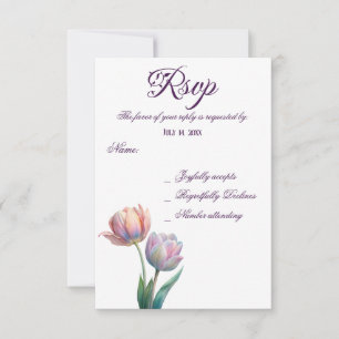 Tarjeta De Confirmación De Asistencia Pastel Tulip Boda Suite Típografía elegante