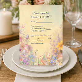 Tarjeta De Confirmación De Asistencia Pastel Wildflower Meadow Barn Boda