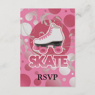 Tarjeta De Confirmación De Asistencia Patinaje Patinado De Bóbulos Rosados