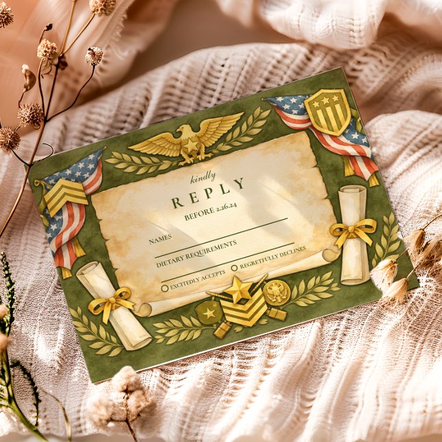 Tarjeta De Confirmación De Asistencia Patriotic Military Graduation Party (Subido por el creador)