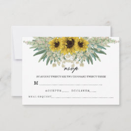 Tarjeta De Confirmación De Asistencia Patrón de acuarela de girasol romántico