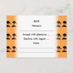 Tarjeta De Confirmación De Asistencia Patrón de aves en negro y Naranja.