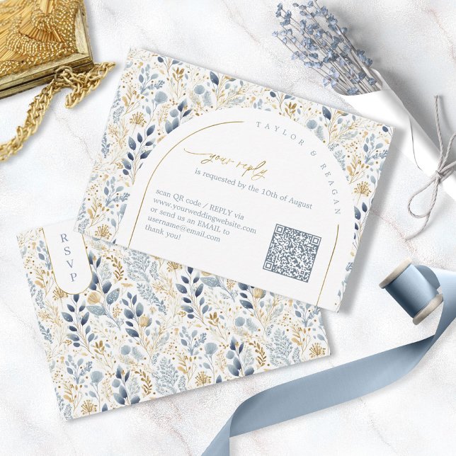 Tarjeta De Confirmación De Asistencia Patrón de Boda floral dulce QR Código ID1045 (Subido por el creador)