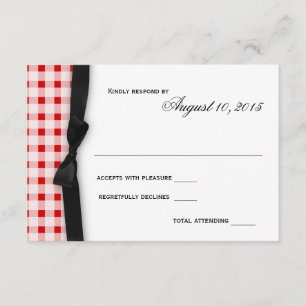 Tarjeta De Confirmación De Asistencia Patrón de comprobación de Gingham rojo con respues