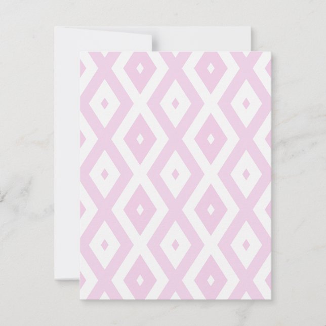Tarjeta De Confirmación De Asistencia Patrón de diamante rosa pálido y blanco (Anverso)