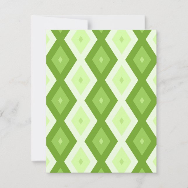 Tarjeta De Confirmación De Asistencia Patrón de diamante verde de Chartreuse (Anverso)