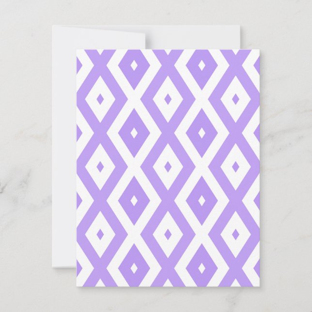 Tarjeta De Confirmación De Asistencia Patrón de diamantes morado y blanco (Anverso)