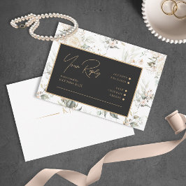 Tarjeta De Confirmación De Asistencia Patrón de elegancia floral Pearl Rubor Ebony ID989