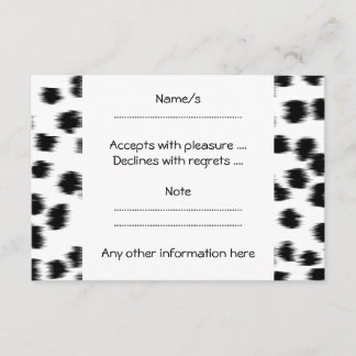 Tarjeta De Confirmación De Asistencia Patrón de impresión dálmata en blanco y negro.