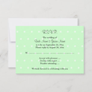 Tarjeta De Confirmación De Asistencia Patrón de lunares verde menta. Boda