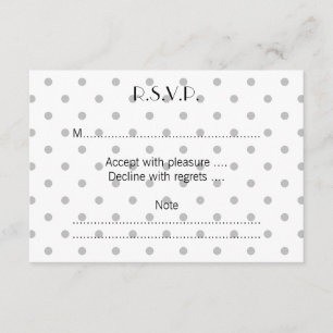 Tarjeta De Confirmación De Asistencia Patrón de puntos de polka blanco y gris claro.