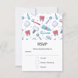 Tarjeta De Confirmación De Asistencia Patrón dental de dientes y herramientas